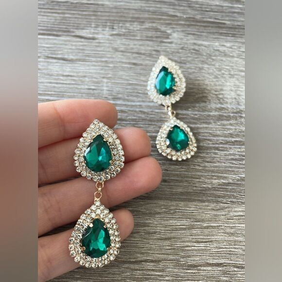 Rhinestones crystal drop earrings A198 - Picture 5 of 5